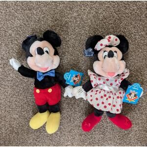vtg Applause Disney Mickey & Minnie Mouse Pair Plush Doll Set 1980s